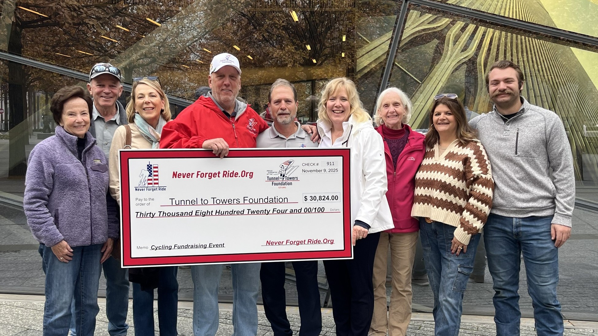 Never Forget Ride 2025 Donation to Tunnel to Towers Foundation